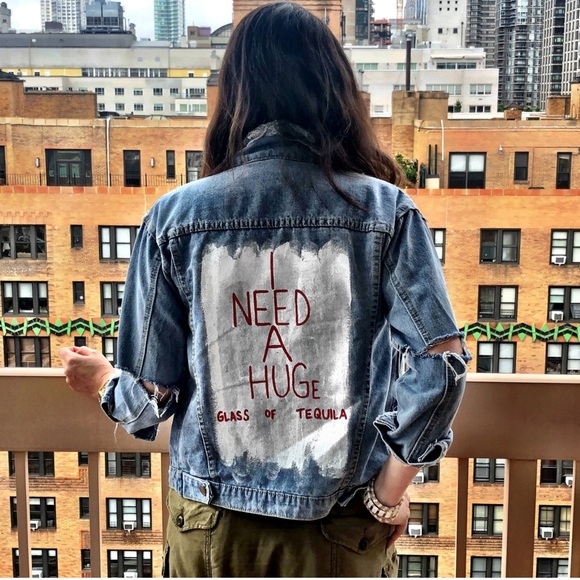 Wren + Glory Jackets & Blazers - NWT WREN + GLORY Free people 'HUGS' Tequila DENIM JACKET SZ L